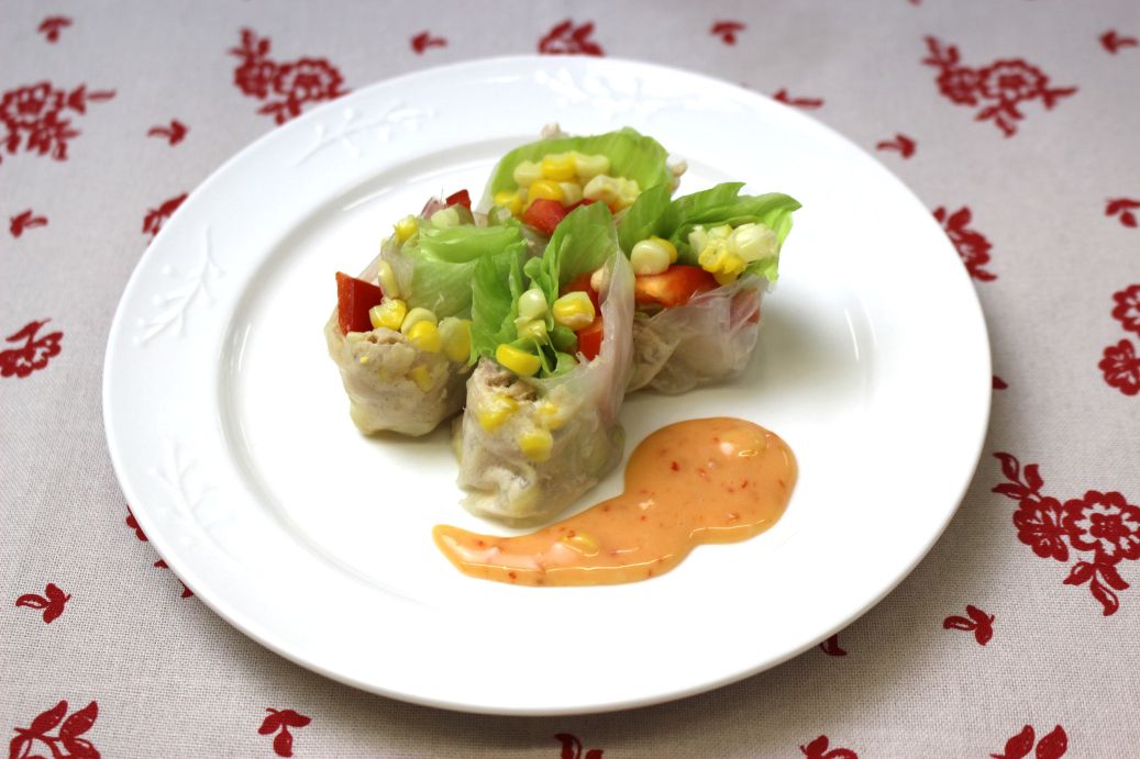 とうもろこしとツナの生春巻き